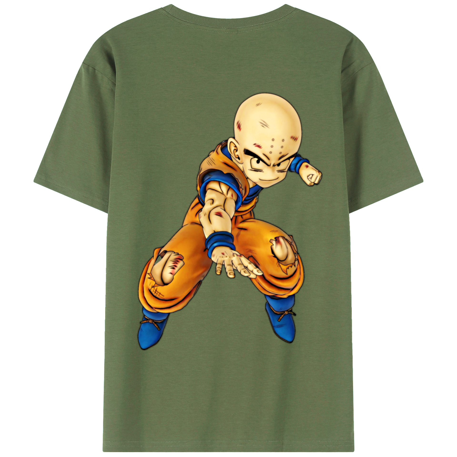 （画像用） ドラゴンボール クリリン DRAGON BALL krillin 綿100％ メンズ半袖Tシャツ（バックプリント） 通気性